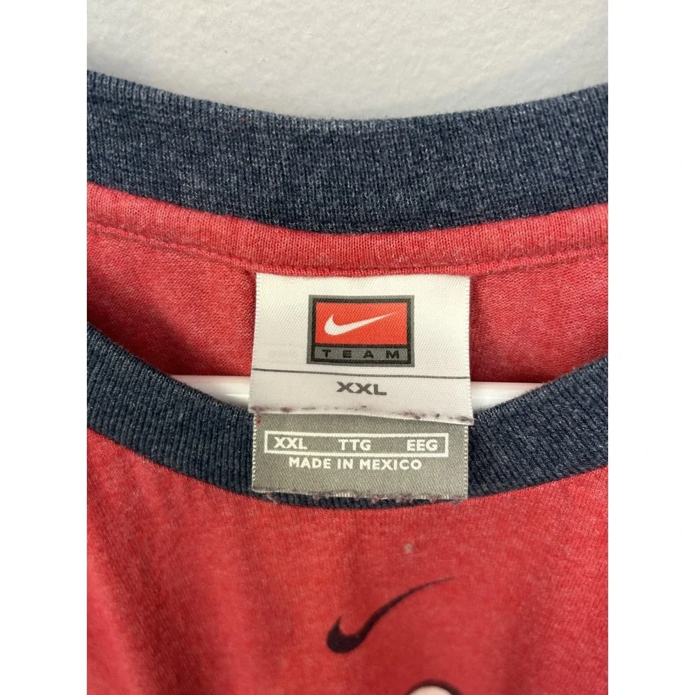 Boston Red Sox Shirt Mens 2XL Red Blue MLB Baseball Nike Raglan Short Sleeve Tee
